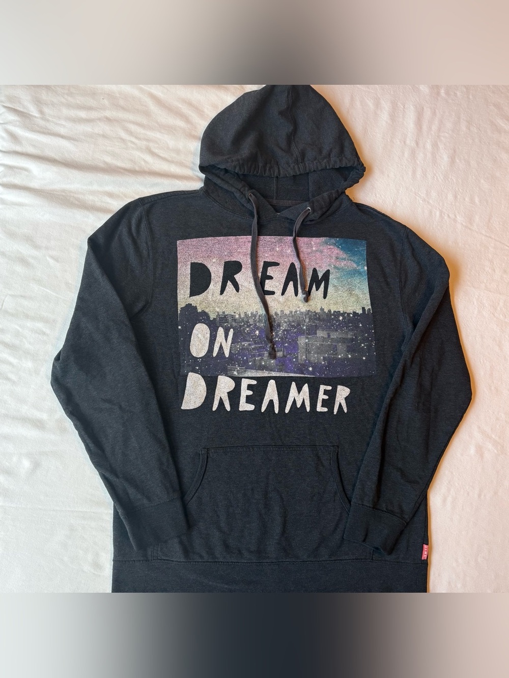 Glamour Kills Dream On Dreamer Y2K Cityscape Graphic Pullover Hoodie Gray XL